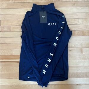 Mons Royale Men's Navy Zip Up Sweater